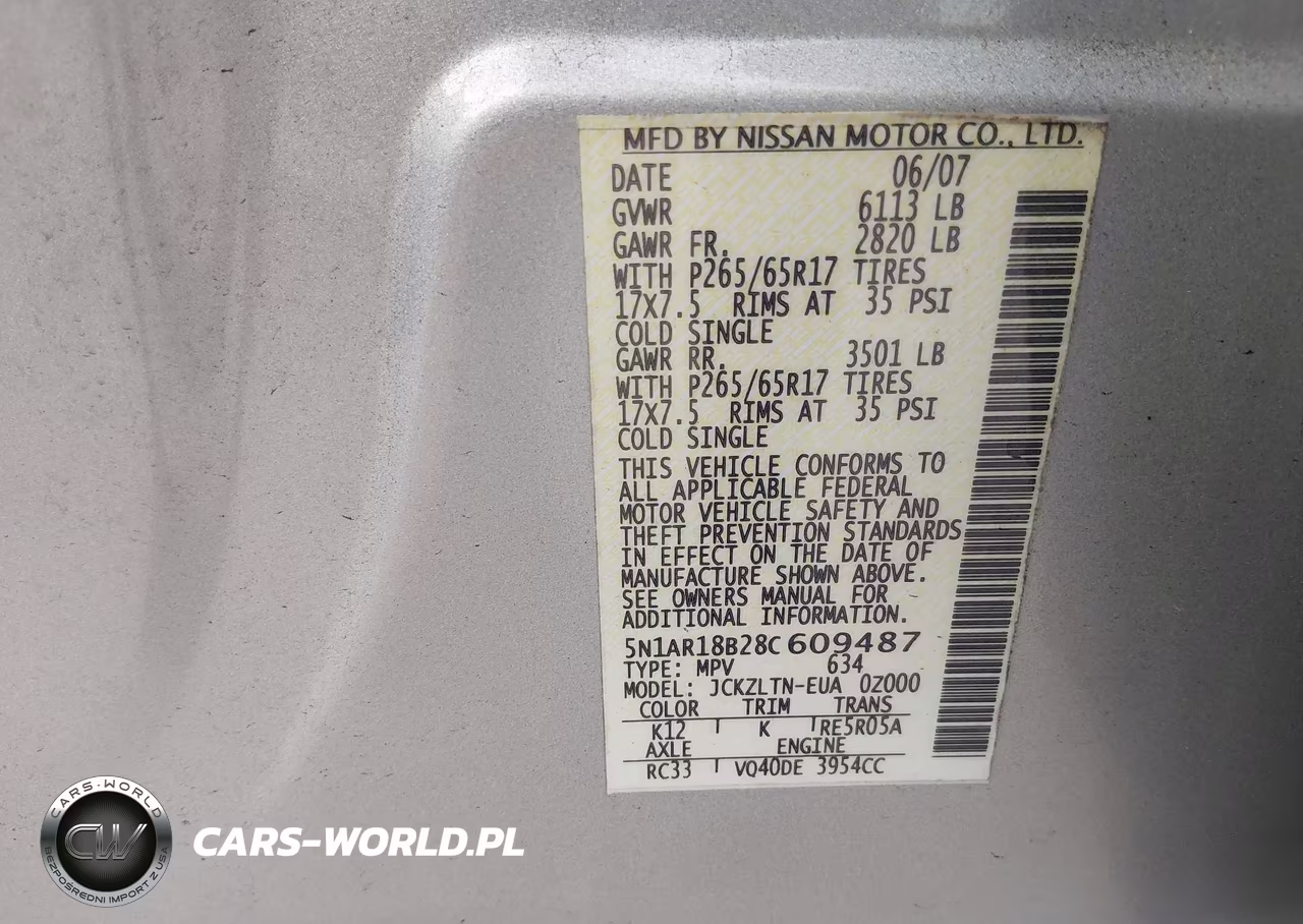 2008 Nissan Pathfinder Se VIN:5N1AR18B28C609487 - 9