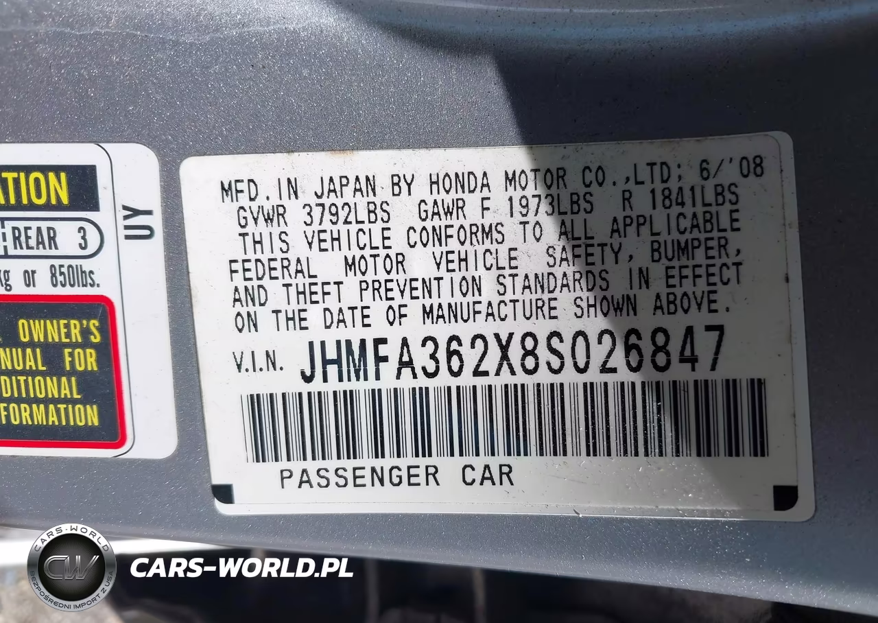 2008 Honda Civic Hybrid VIN:JHMFA362X8S026847 - 9