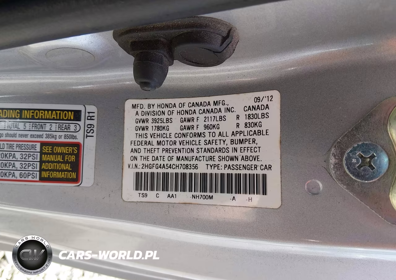 2012 Honda Civic Si VIN:2HGFG4A54CH708356 - 9