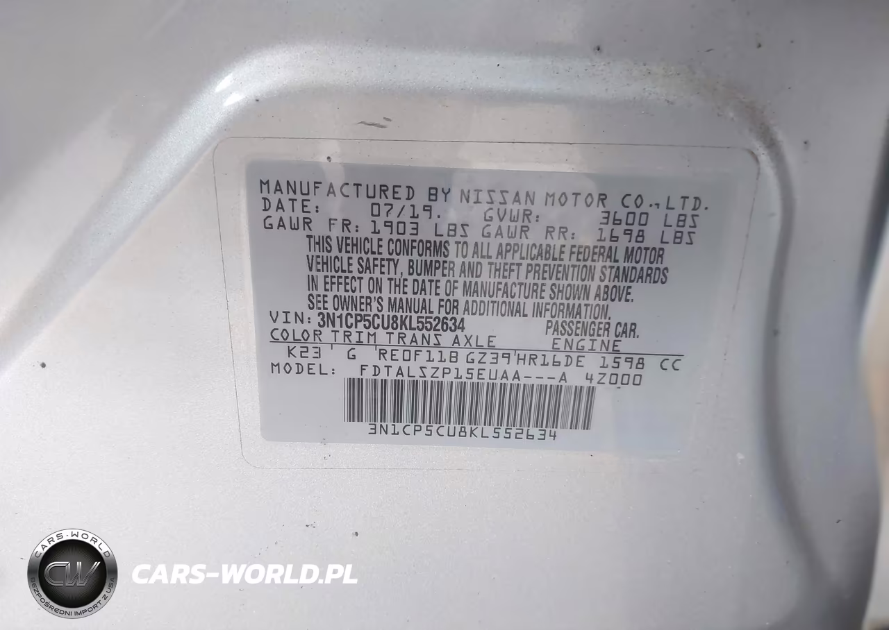 2019 Nissan Kicks Sv VIN:3N1CP5CU8KL552634 - 9