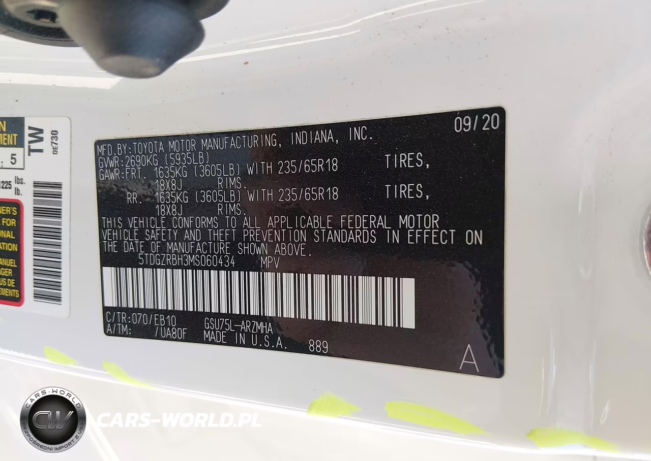 2021 Toyota Highlander Xle VIN:5TDGZRBH3MS060434 - 9