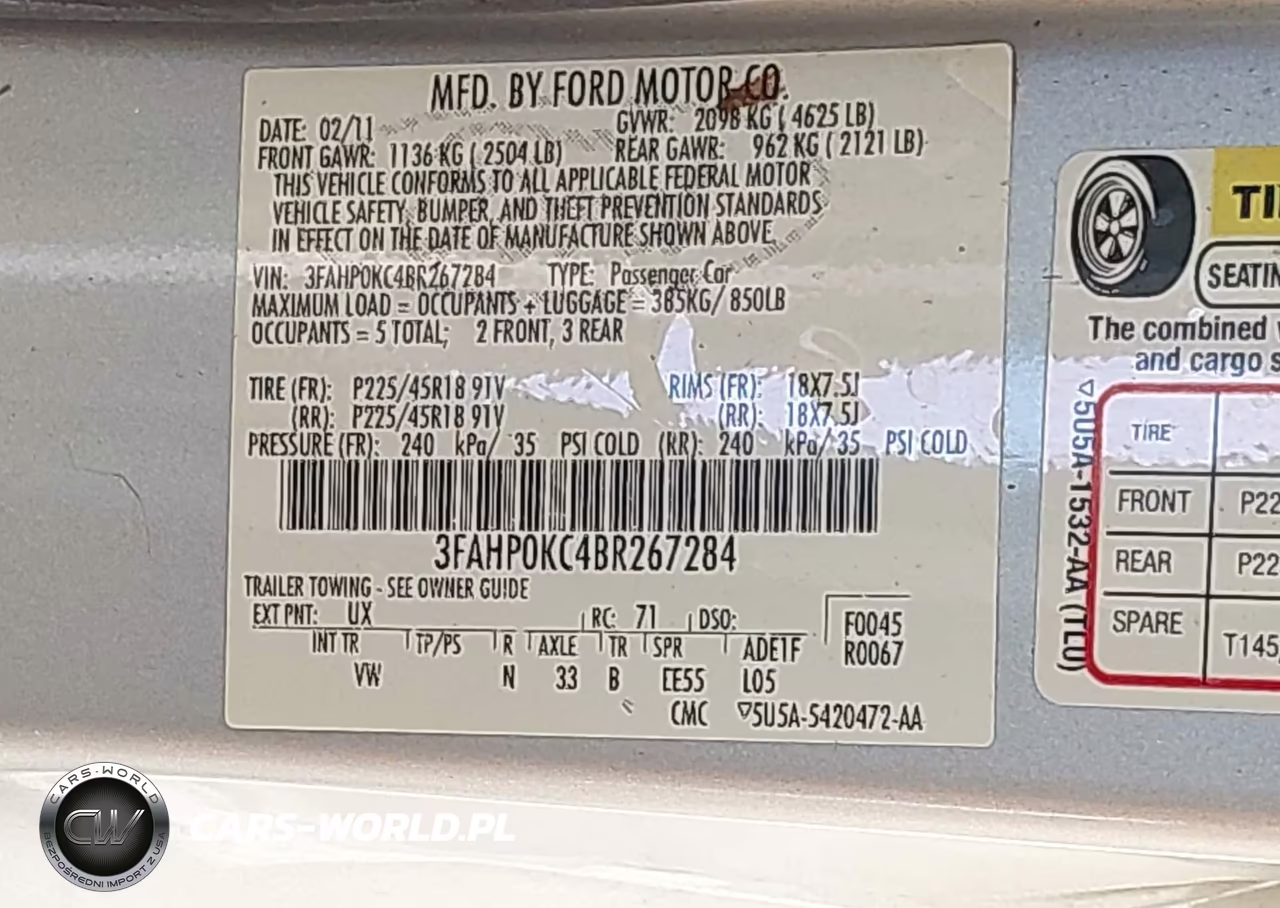 2011 Ford Fusion Sport VIN:3FAHP0KC4BR267284 - 9
