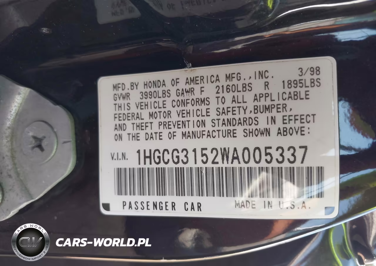 1998 Honda Accord Ex VIN:1HGCG3152WA005337 - 9