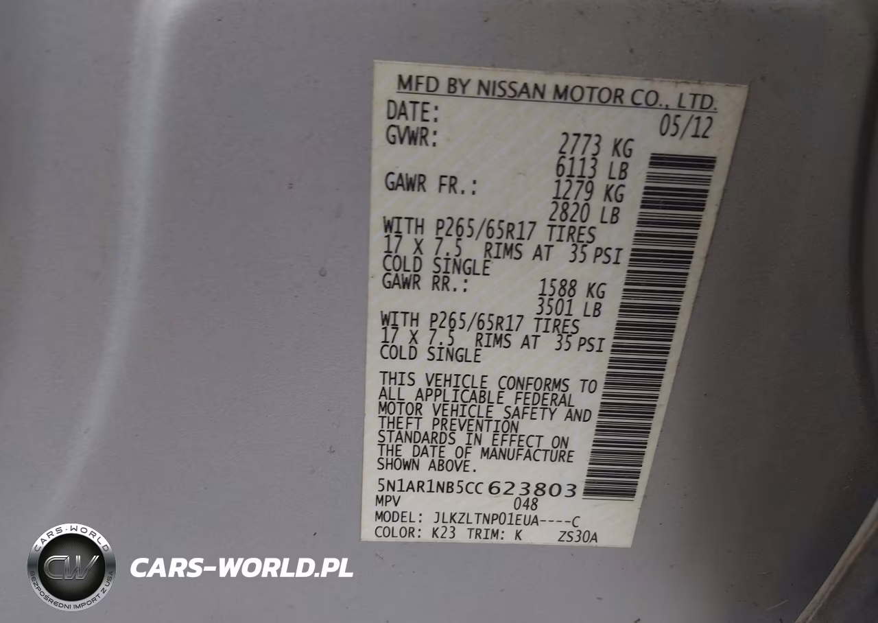 2012 Nissan Pathfinder Sv VIN:5N1AR1NB5CC623803 - 9