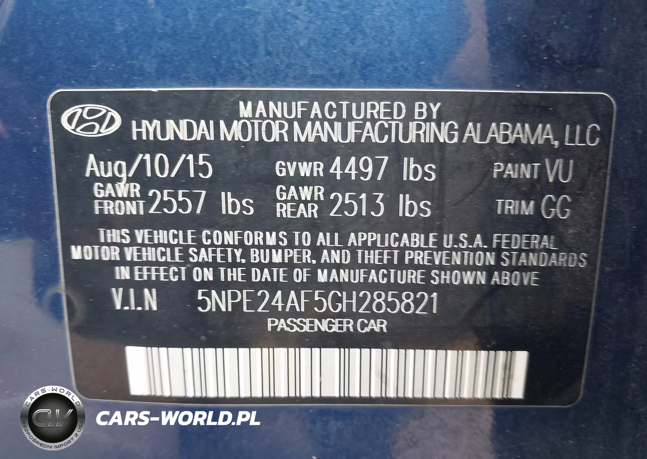 2016 Hyundai Sonata Se VIN:5NPE24AF5GH285821 - 9
