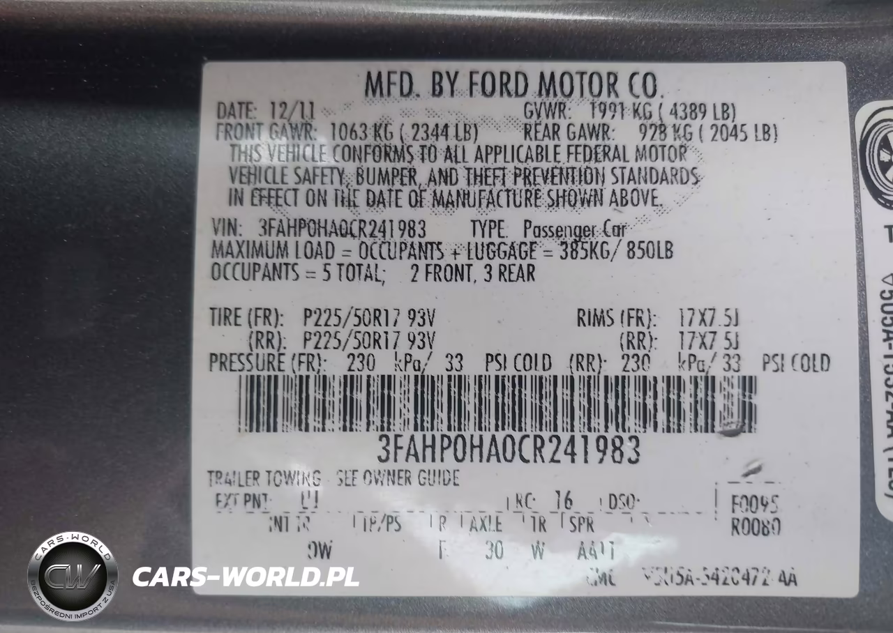2012 Ford Fusion Se VIN:3FAHP0HA0CR241983 - 9
