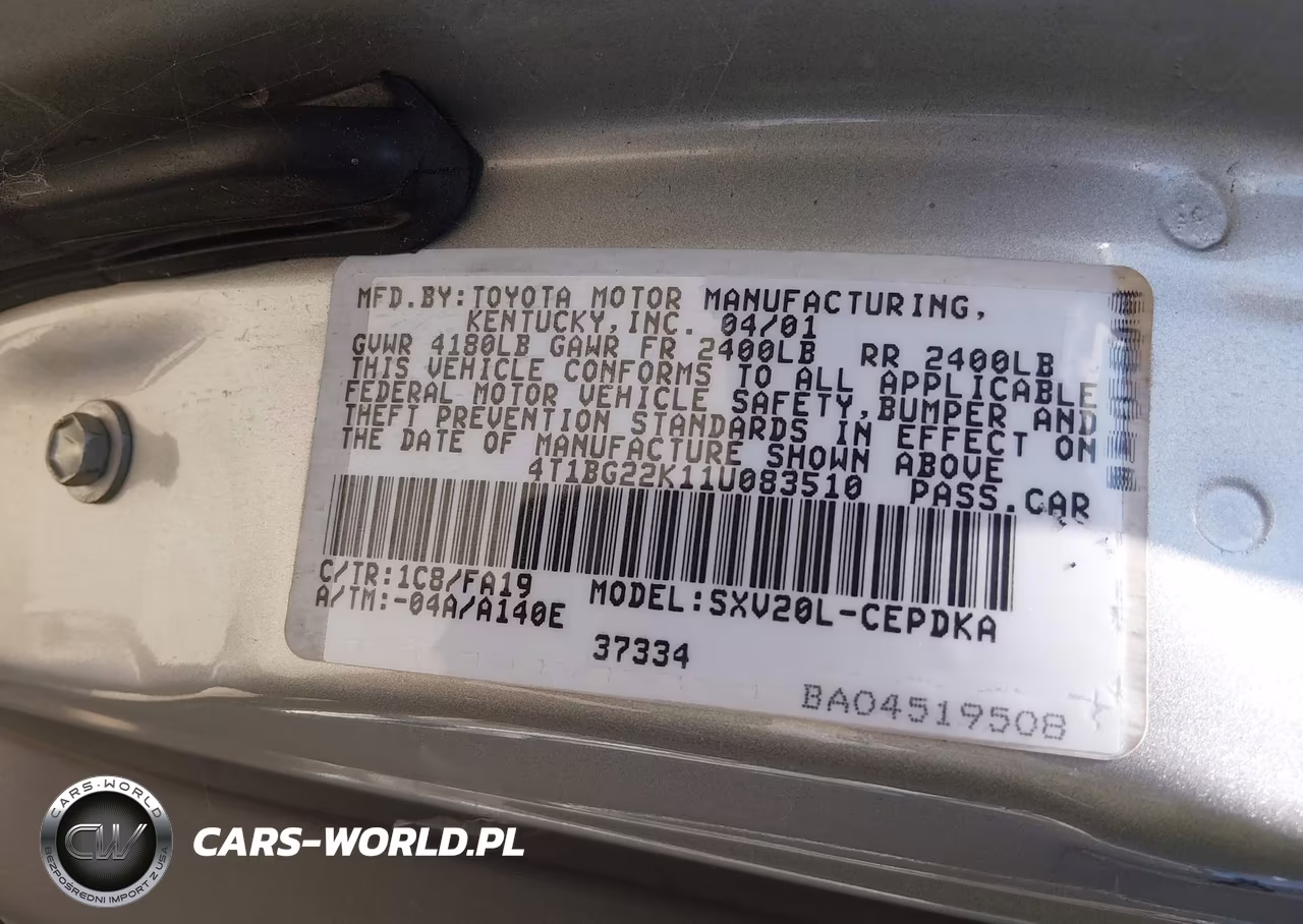2001 Toyota Camry Ce VIN:4T1BG22K11U083510 - 9