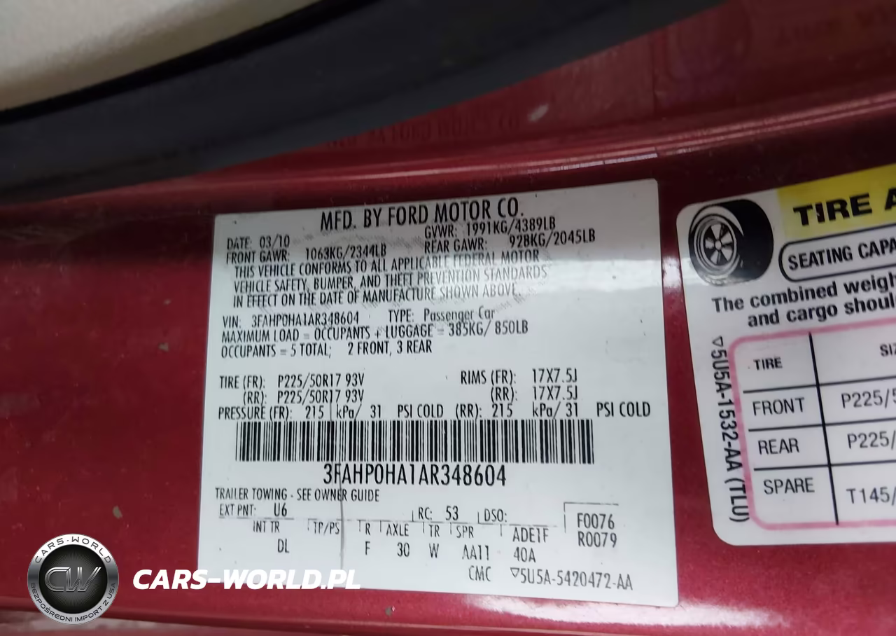 2010 Ford Fusion Se VIN:3FAHP0HA1AR348604 - 9