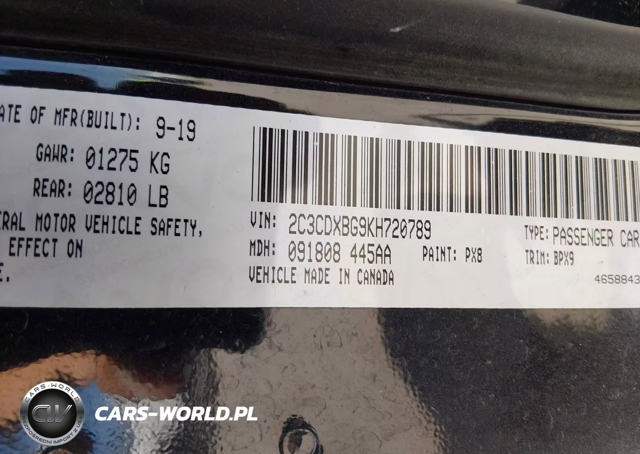 2019 Dodge Charger Sxt Rwd VIN:2C3CDXBG9KH720789 - 9
