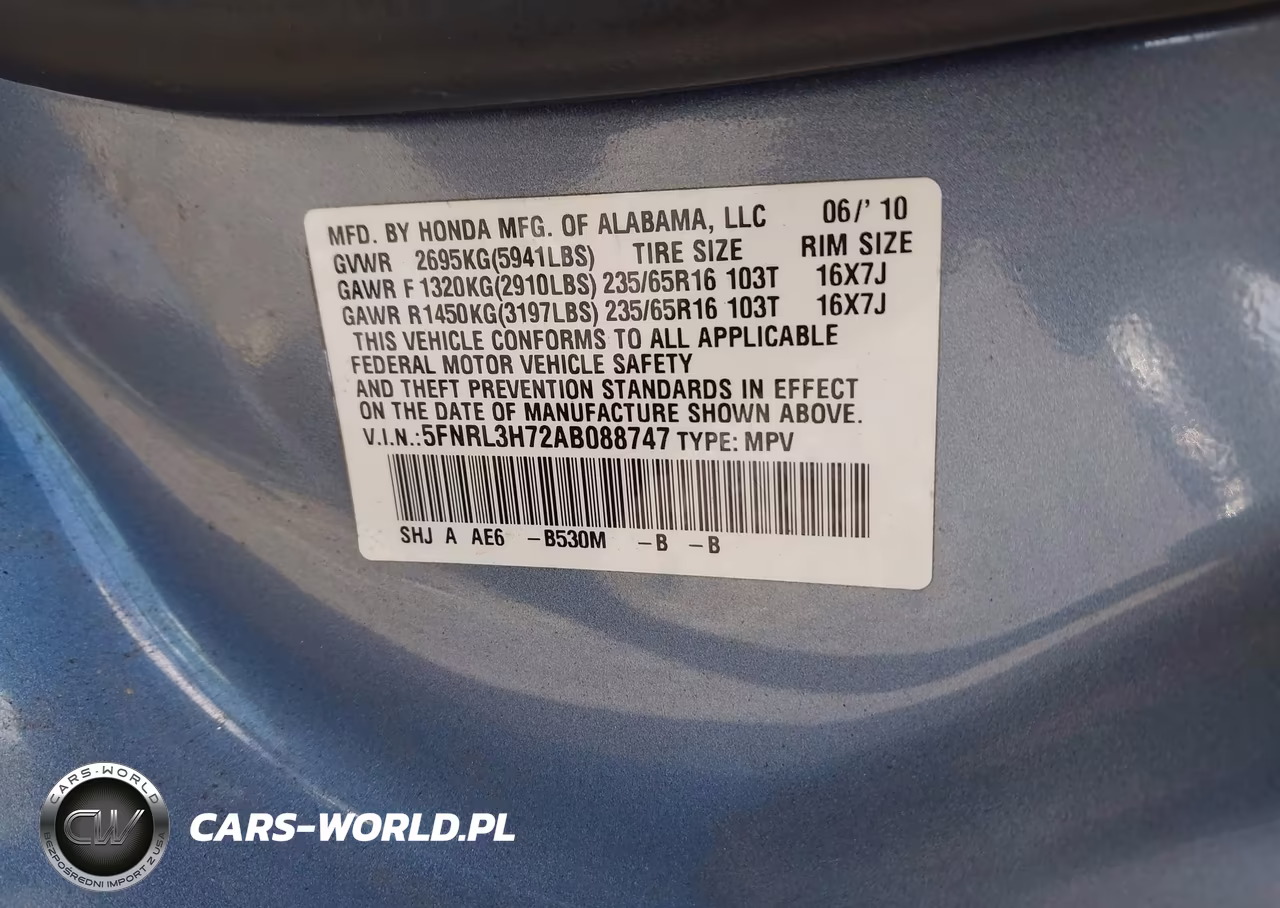 2010 Honda Odyssey Ex-L VIN:5FNRL3H72AB088747 - 9