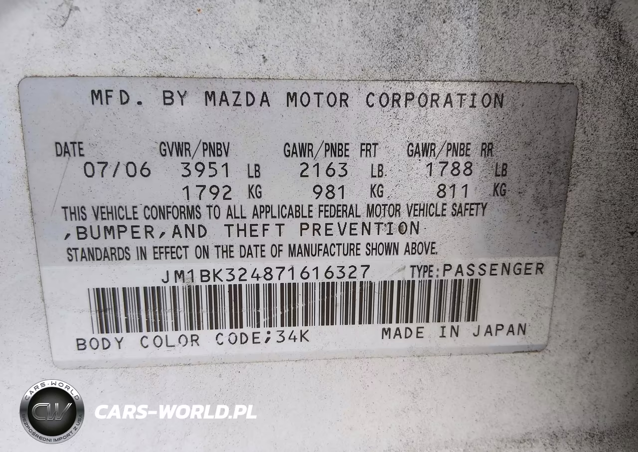 2007 Mazda Mazda3 S Touring VIN:JM1BK324871616327 - 9