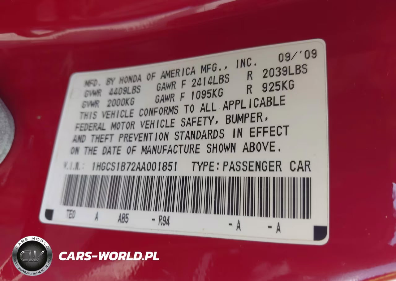 2010 Honda Accord 2.4 Ex VIN:1HGCS1B72AA001851 - 9