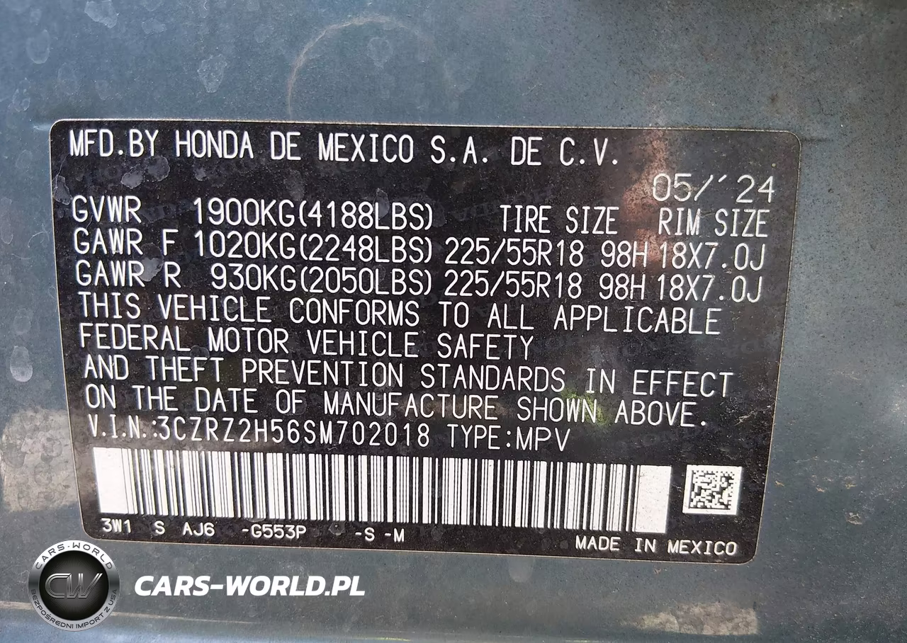 2025 Honda Hr-V Awd Sport VIN:3CZRZ2H56SM702018 - 9