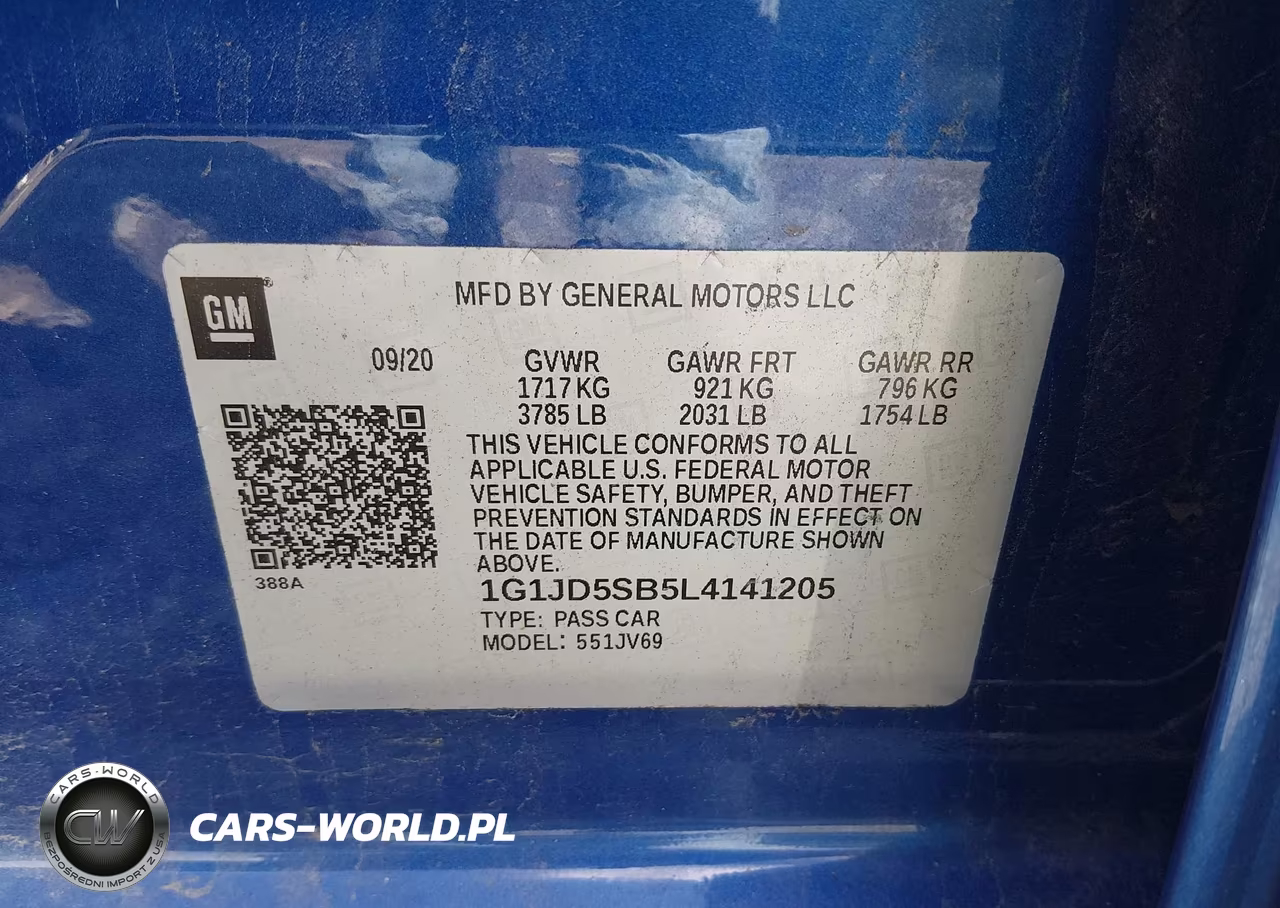 2020 Chevrolet Sonic Fwd Lt VIN:1G1JD5SB5L4141205 - 9