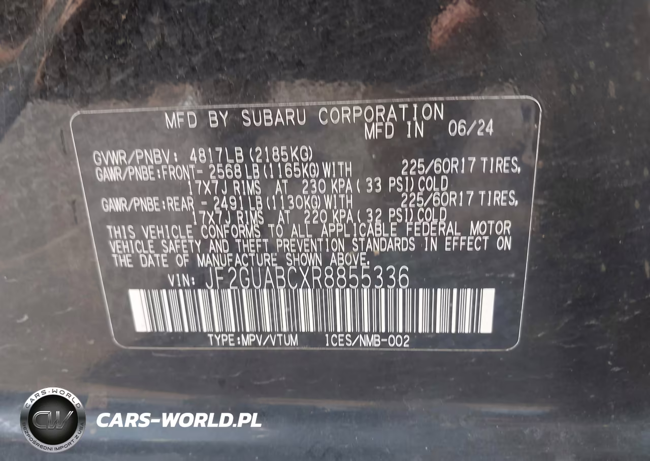 2024 Subaru Crosstrek VIN:JF2GUABCXR8855336 - 9