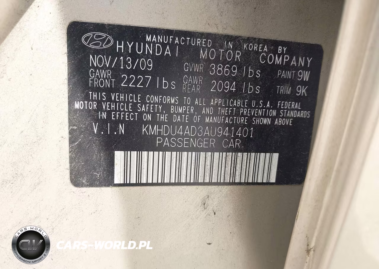 2010 Hyundai Elantra Gls VIN:KMHDU4AD3AU941401 - 9