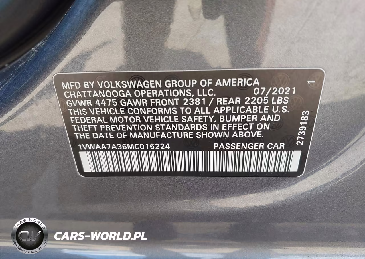 2021 Volkswagen Passat 2.0T S VIN:1VWAA7A36MC016224 - 9