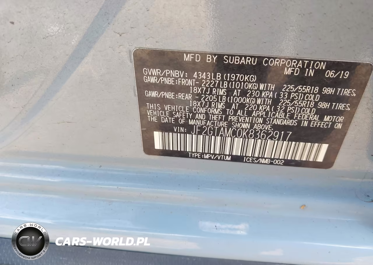 2019 Subaru Crosstrek 2.0I Limited VIN:JF2GTAMC0K8362917 - 9
