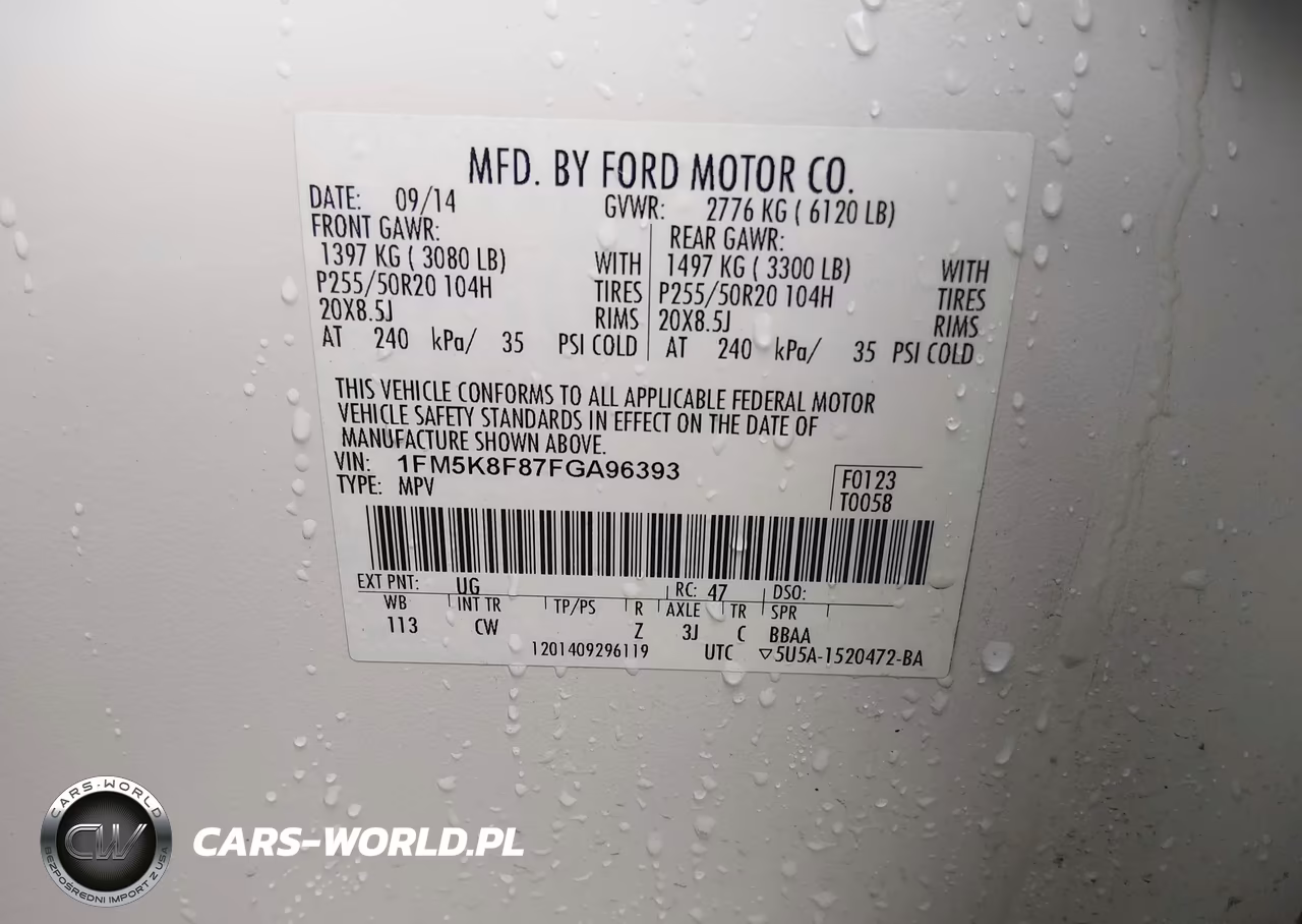 2015 Ford Explorer Limited VIN:1FM5K8F87FGA96393 - 9