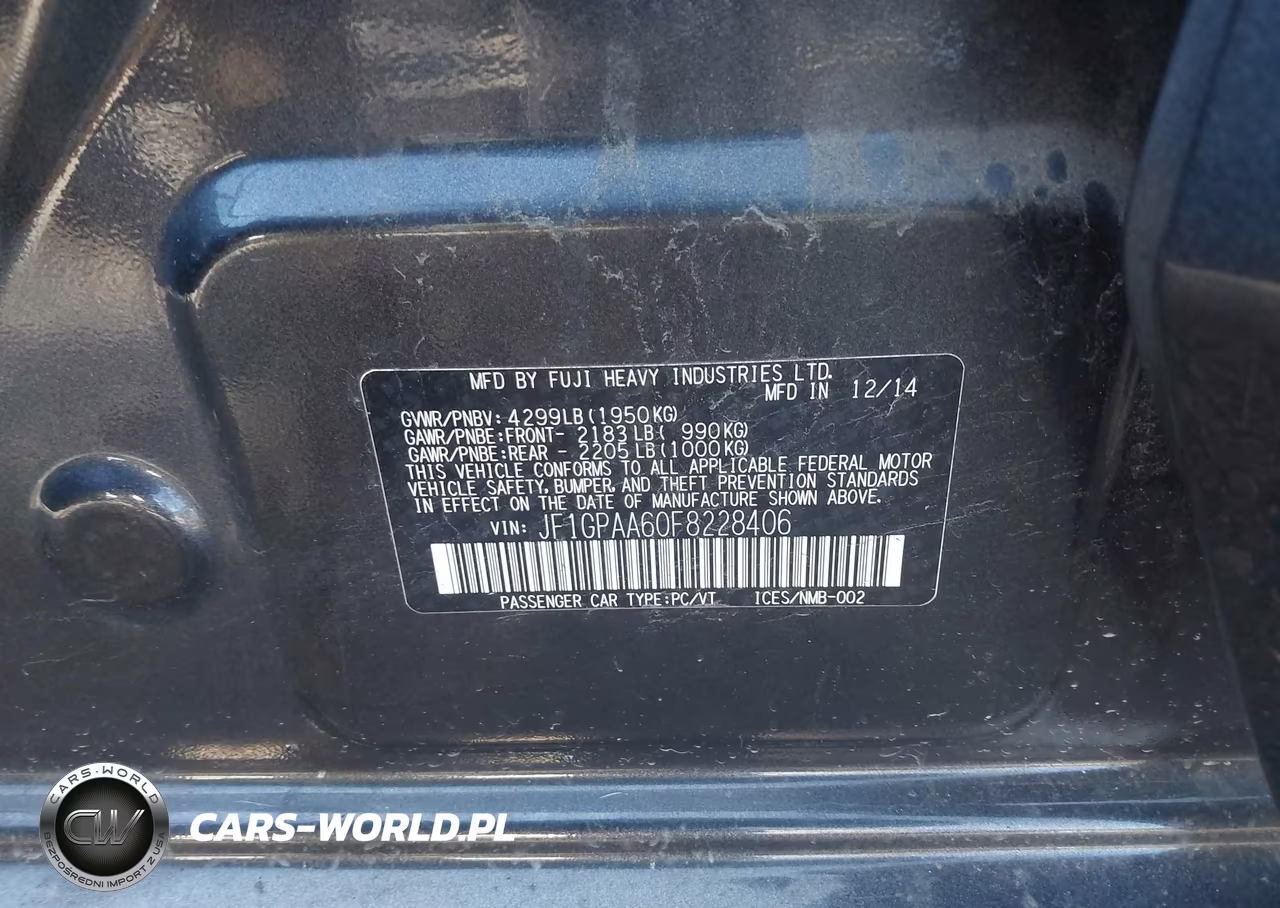 2015 Subaru Impreza 2.0I VIN:JF1GPAA60F8228406 - 9