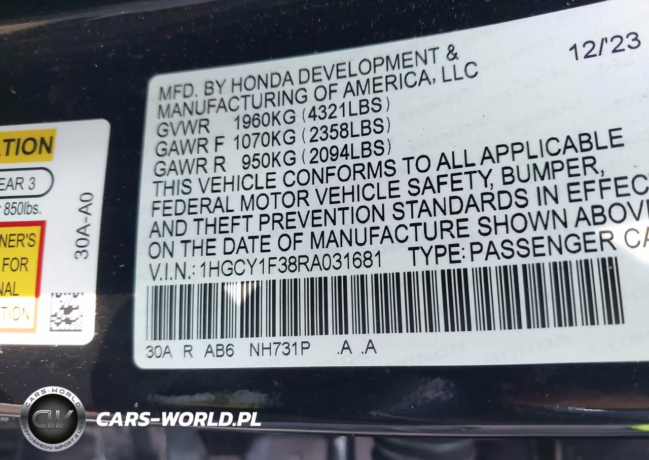 2024 Honda Accord Ex VIN:1HGCY1F38RA031681 - 9