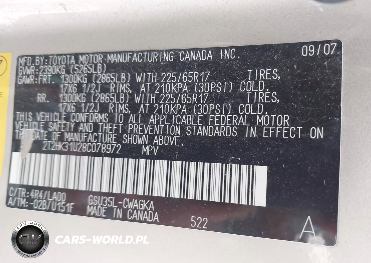 2008 Lexus Rx 350 VIN:2T2HK31U28C078972 - 9