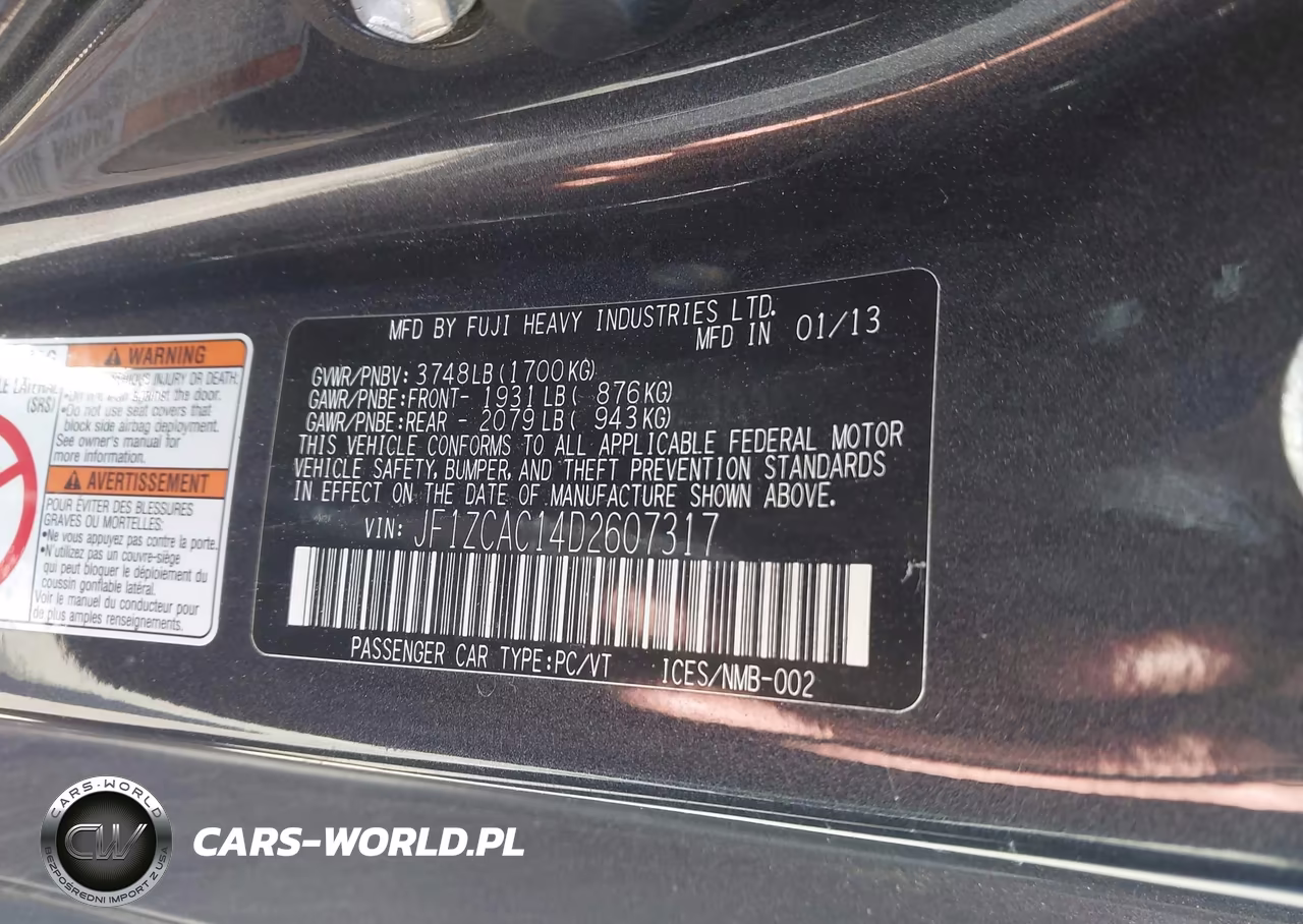 2013 Subaru Brz Limited VIN:JF1ZCAC14D2607317 - 9