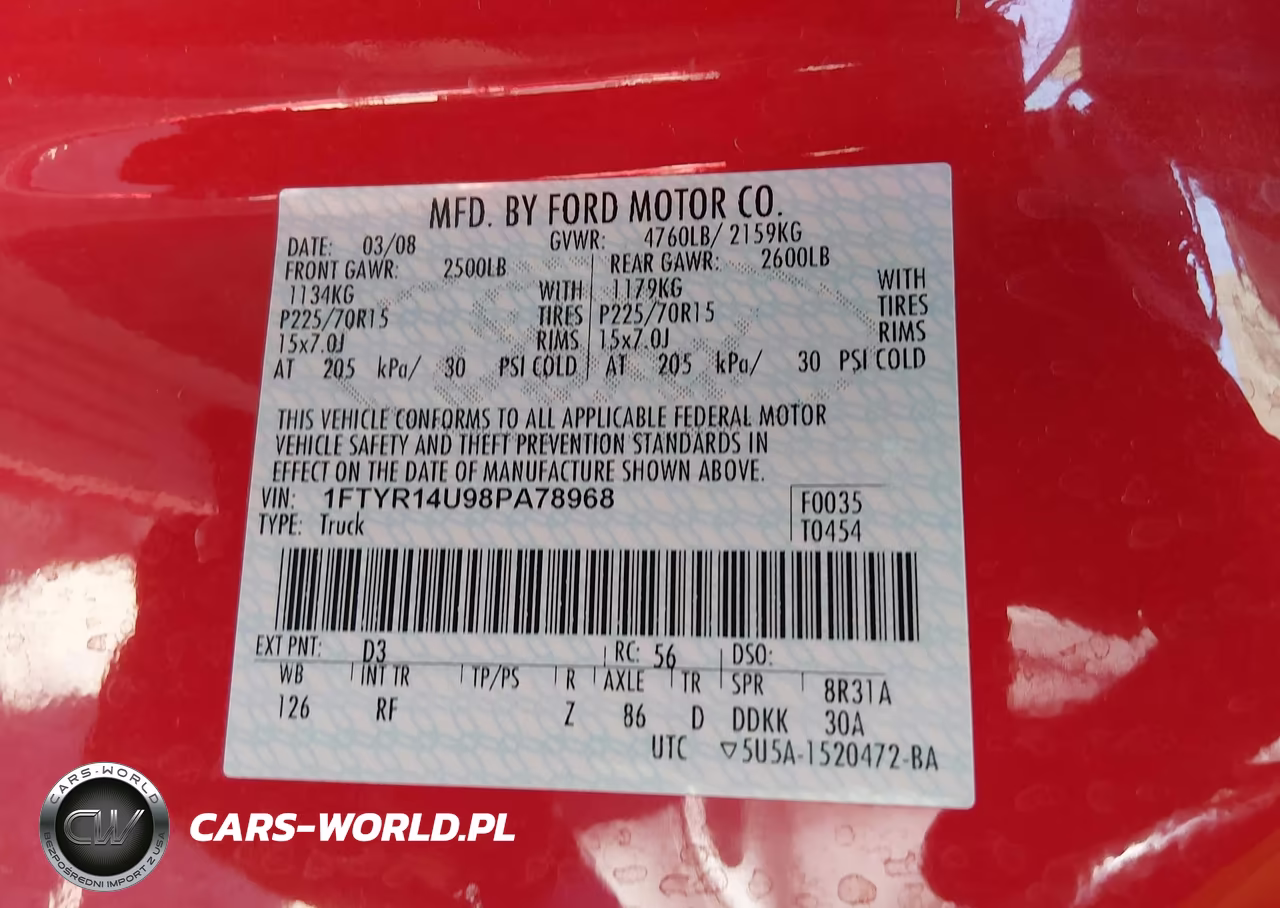 2008 Ford Ranger Xlt VIN:1FTYR14U98PA78968 - 9