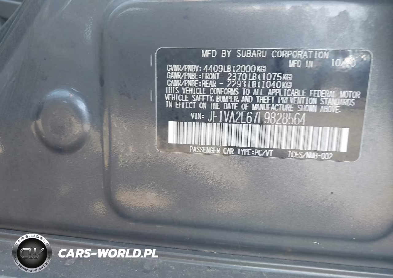 2020 Subaru Wrx Sti VIN:JF1VA2E67L9828564 - 9