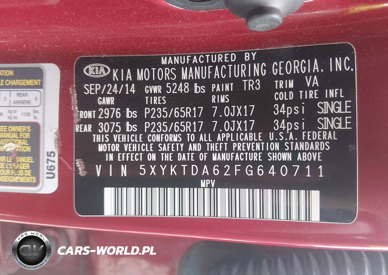 2015 Kia Sorento Lx VIN:5XYKTDA62FG640711 - 9
