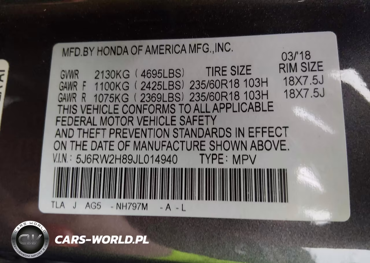 2018 Honda Cr-V Ex-L-Ex-L Navi VIN:5J6RW2H89JL014940 - 9