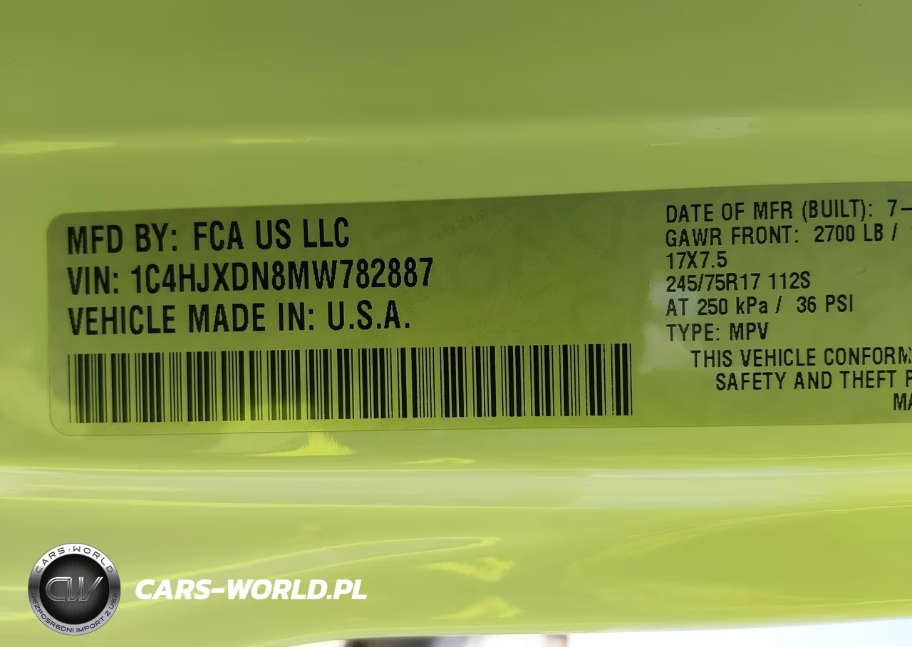 2021 Jeep Wrangler Unlimited Sport S 4X4 VIN:1C4HJXDN8MW782887 - 9