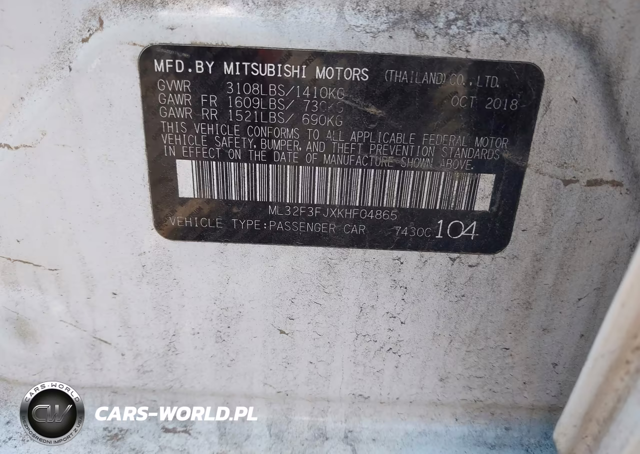 2019 Mitsubishi Mirage G4 Es VIN:ML32F3FJXKHF04865 - 9