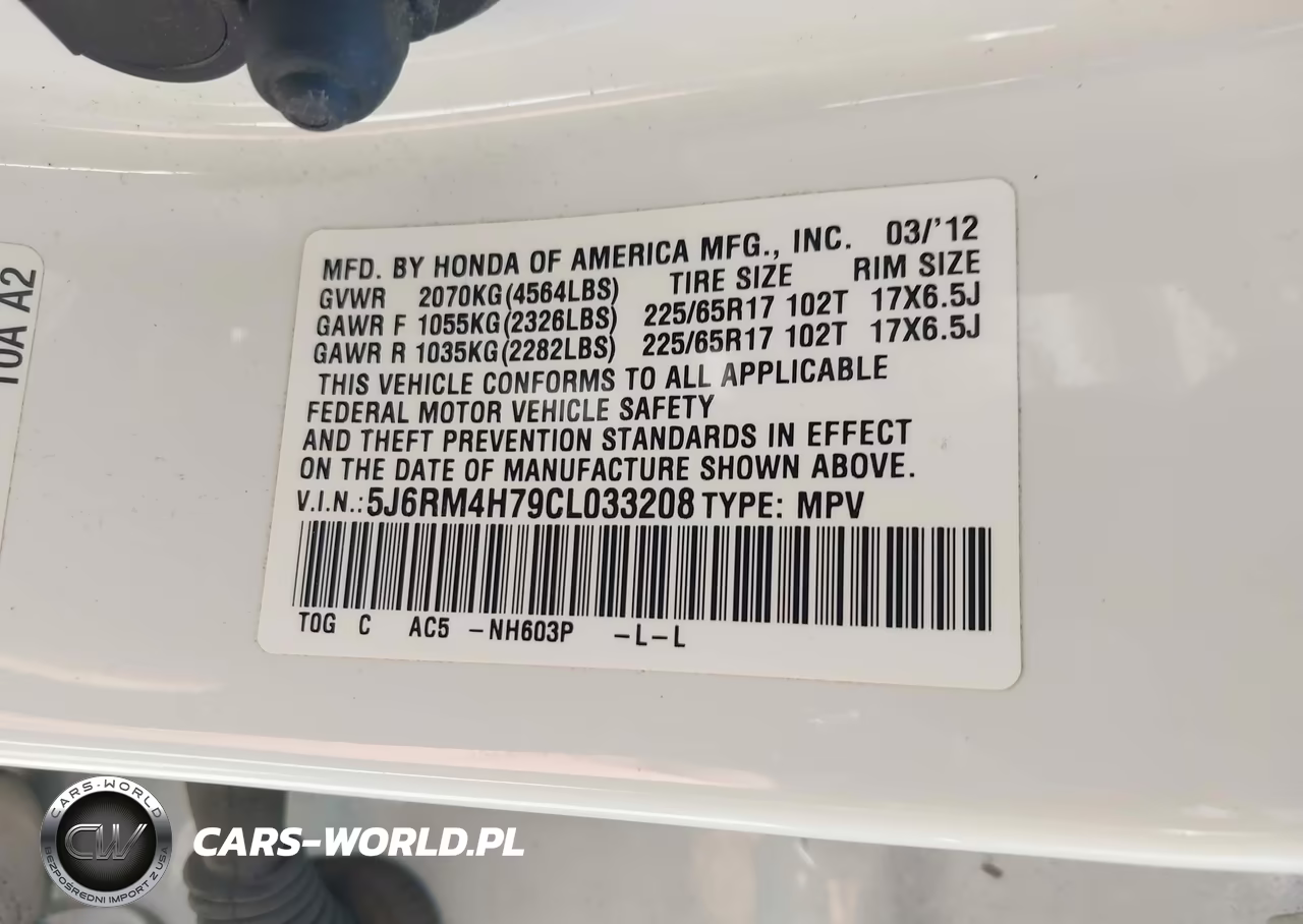 2012 Honda Cr-V Ex-L VIN:5J6RM4H79CL033208 - 9