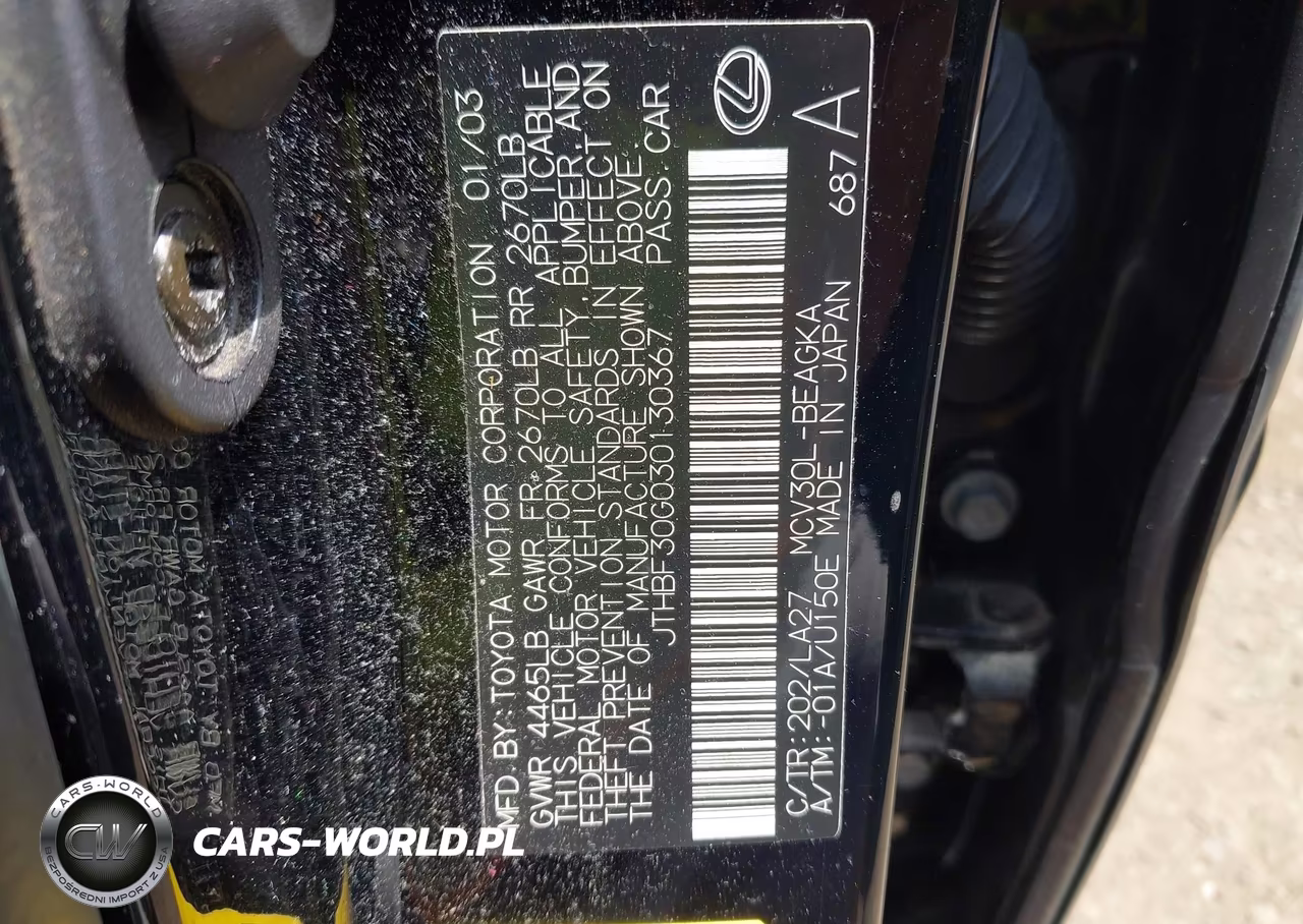 2003 Lexus Es 300 VIN:JTHBF30G030130367 - 9