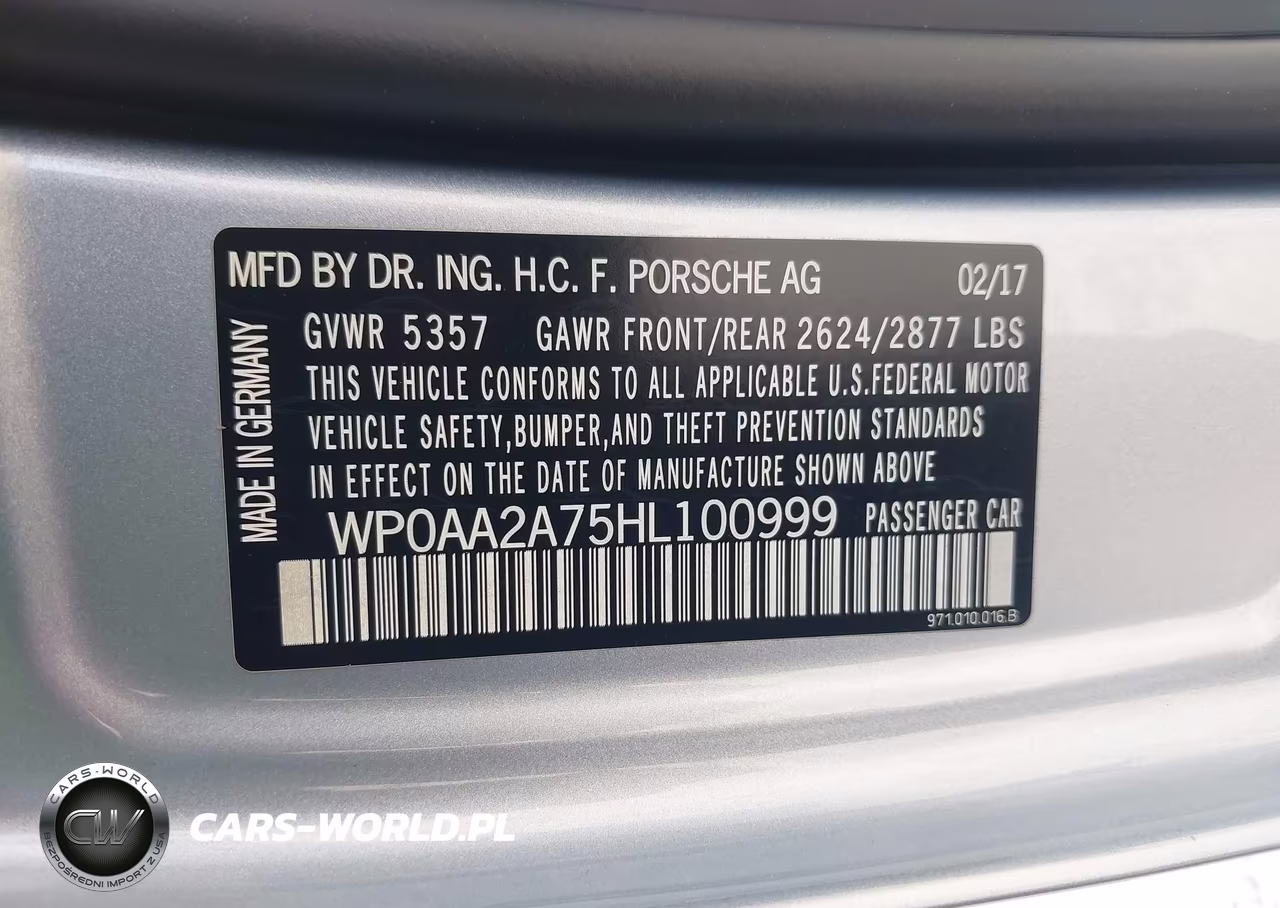 2017 Porsche Panamera 4 VIN:WP0AA2A75HL100999 - 9
