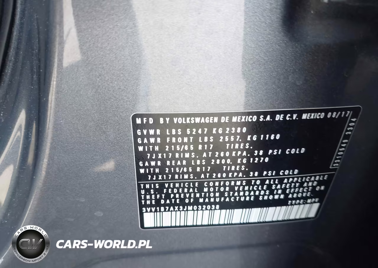 2018 Volkswagen Tiguan 2.0T S VIN:3VV1B7AX3JM032038 - 9