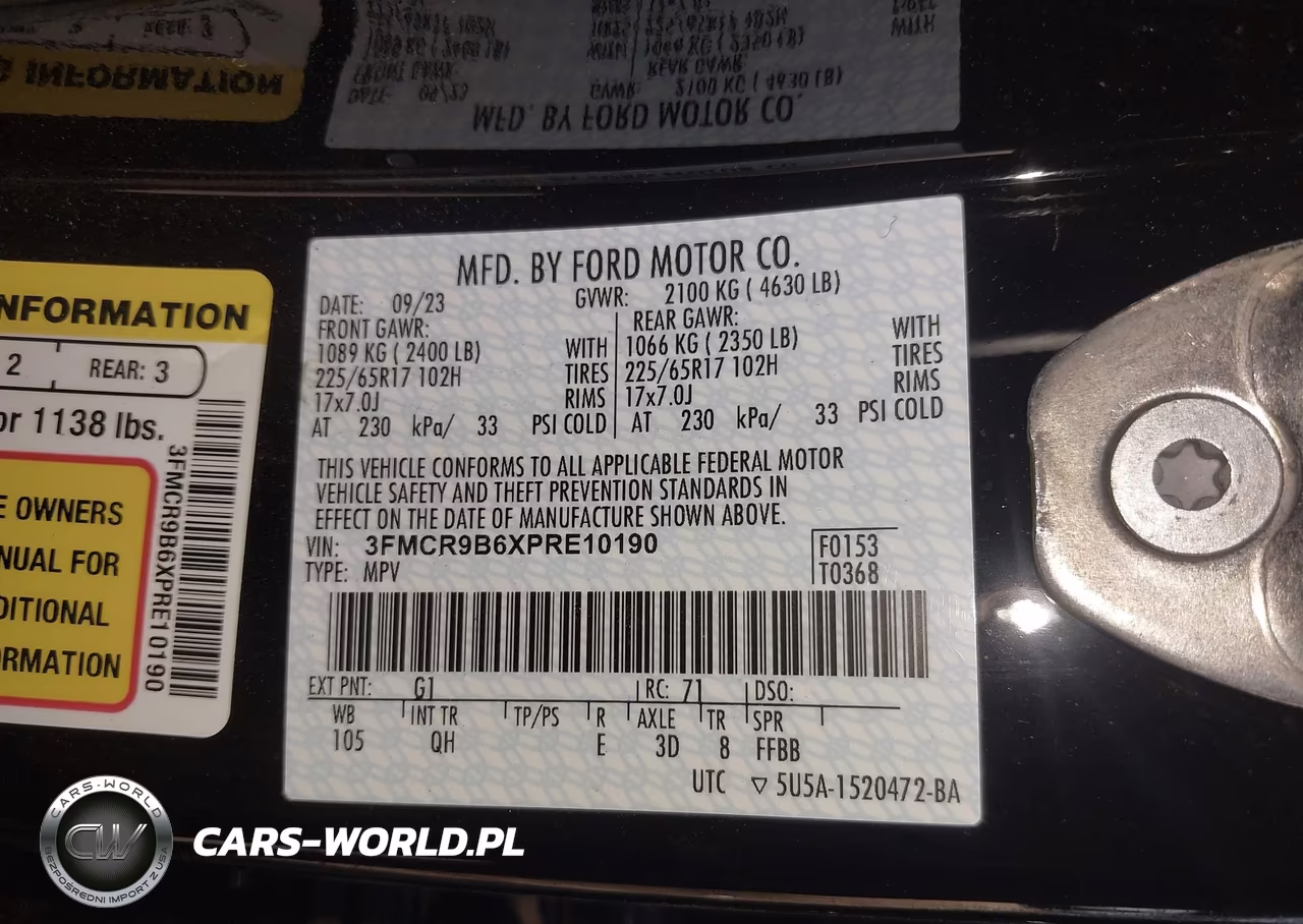 2023 Ford Bronco Sport Big Bend VIN:3FMCR9B6XPRE10190 - 9