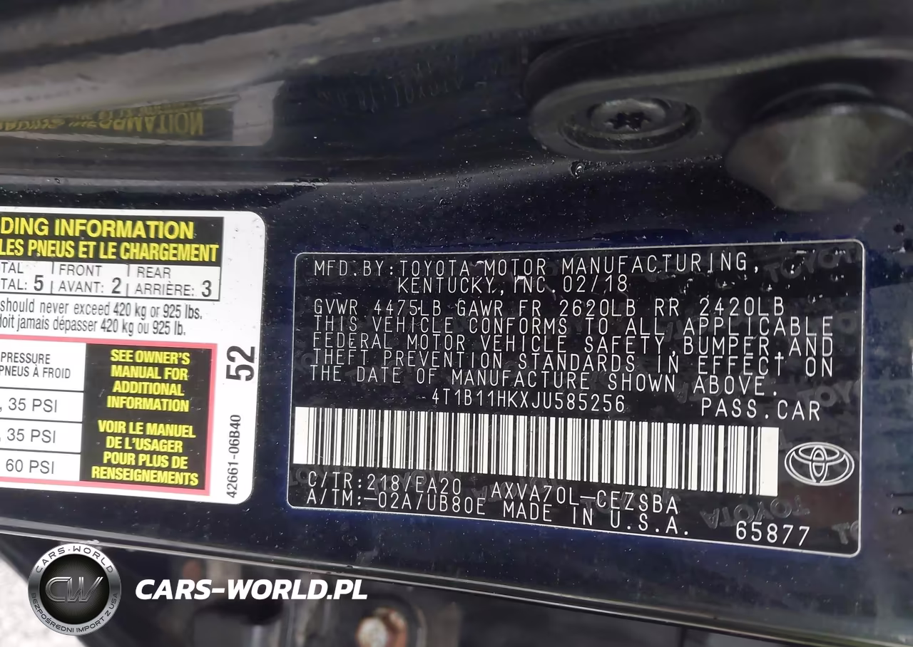 2018 Toyota Camry Se VIN:4T1B11HKXJU585256 - 9