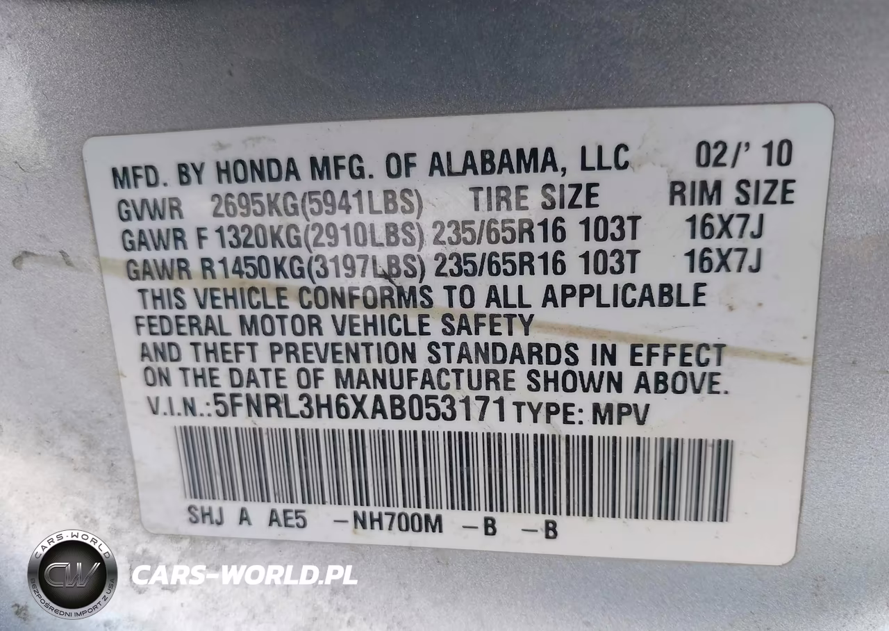 2010 Honda Odyssey Ex-L VIN:5FNRL3H6XAB053171 - 9