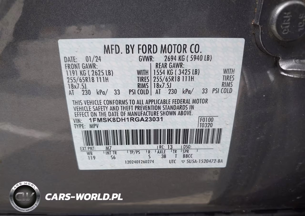 2024 Ford Explorer Xlt VIN:1FMSK8DH1RGA23031 - 9