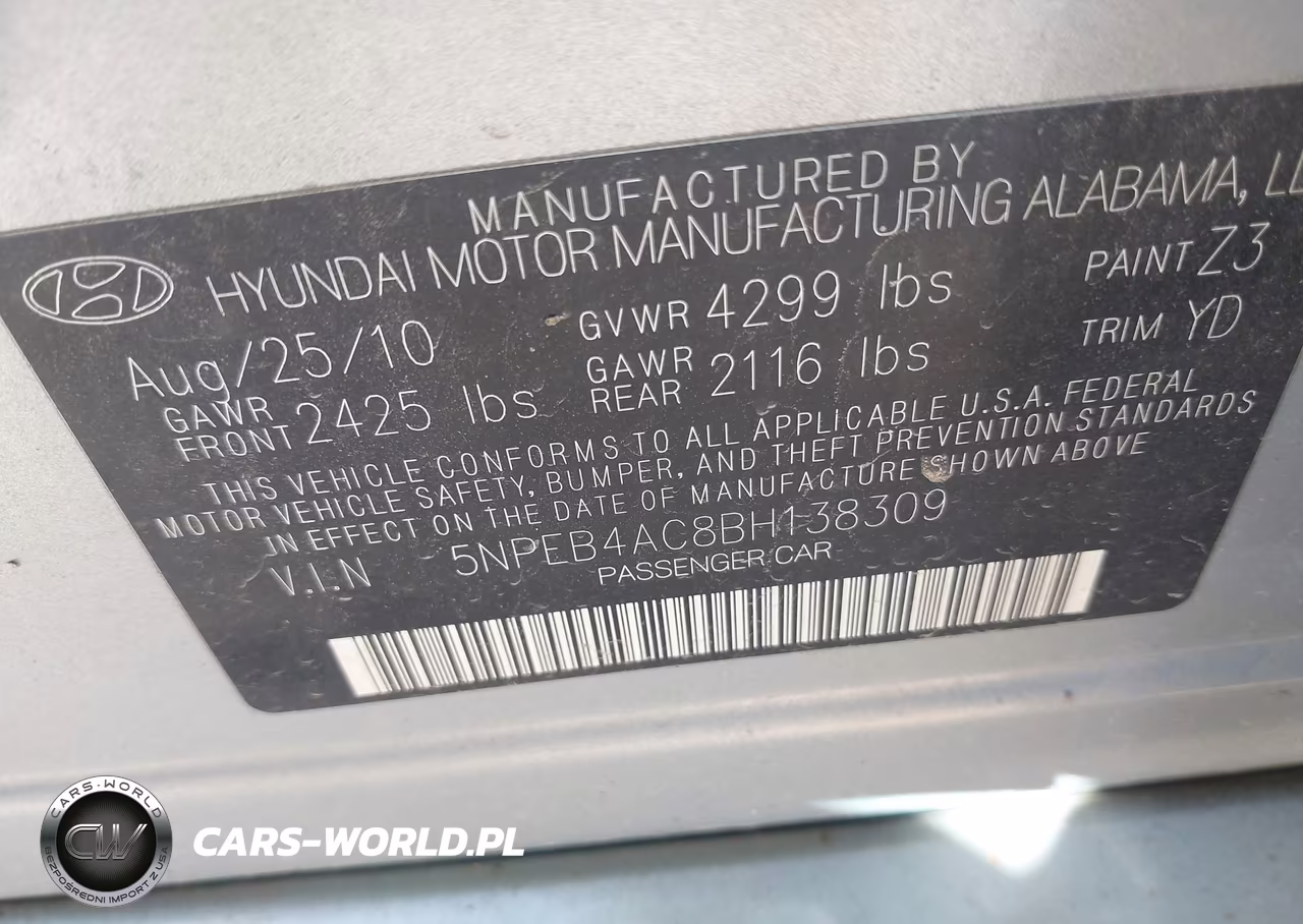 2011 Hyundai Sonata Gls VIN:5NPEB4AC8BH138309 - 9