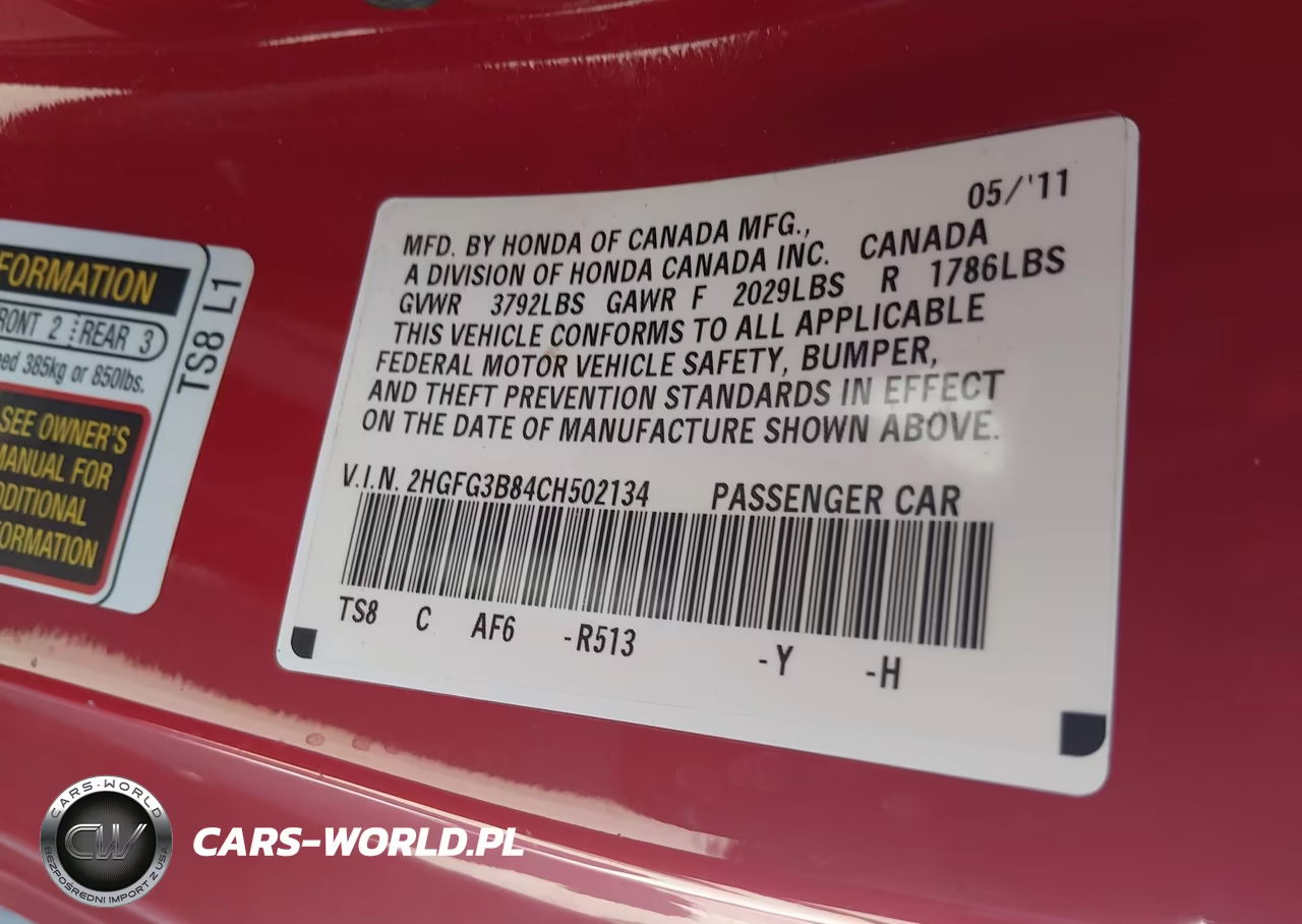 2012 Honda Civic Ex VIN:2HGFG3B84CH502134 - 9