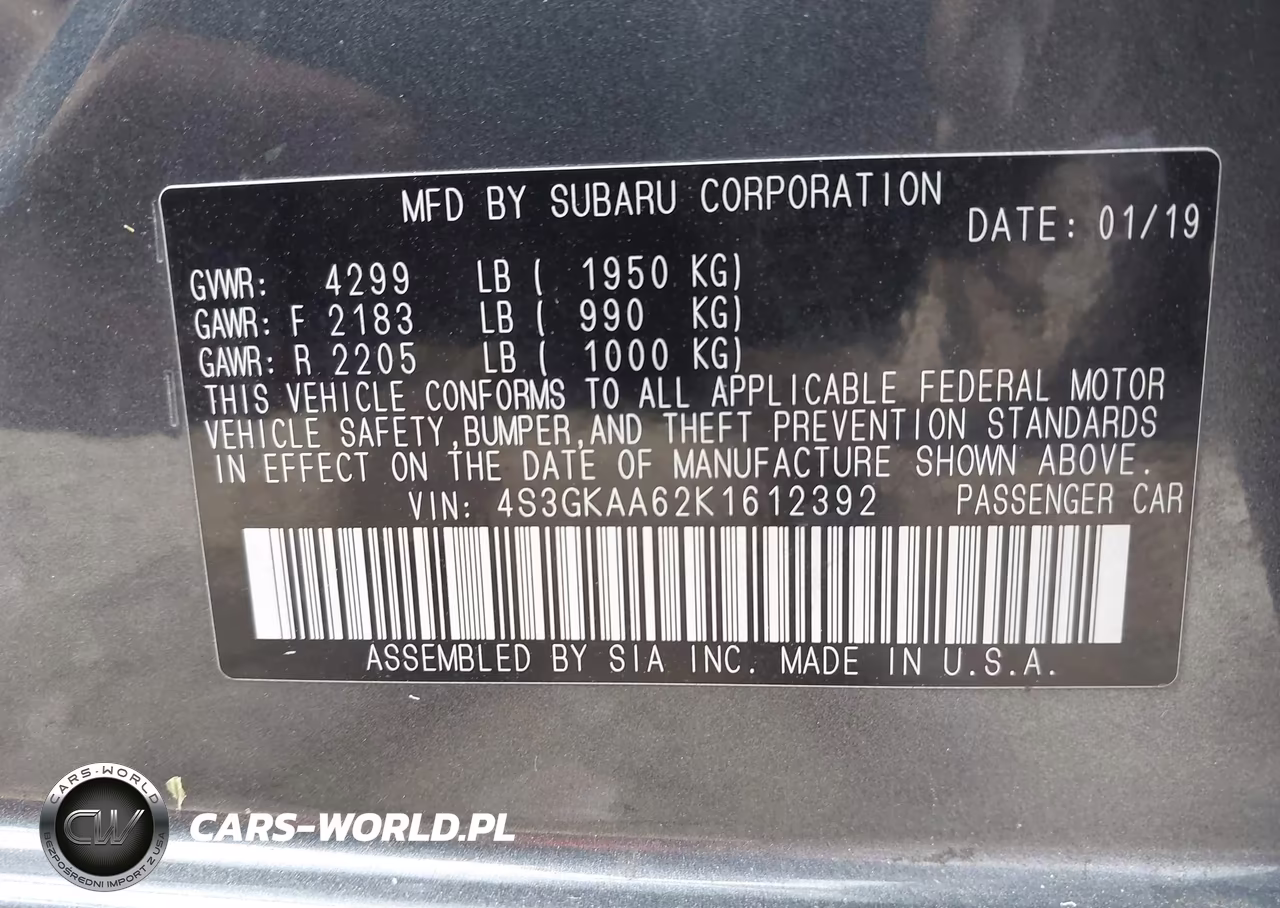 2019 Subaru Impreza 2.0I VIN:4S3GKAA62K1612392 - 9
