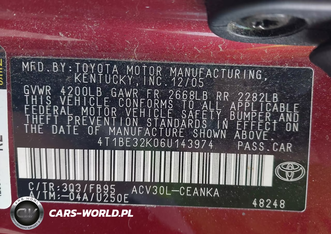 2006 Toyota Camry Le VIN:4T1BE32K06U143974 - 9
