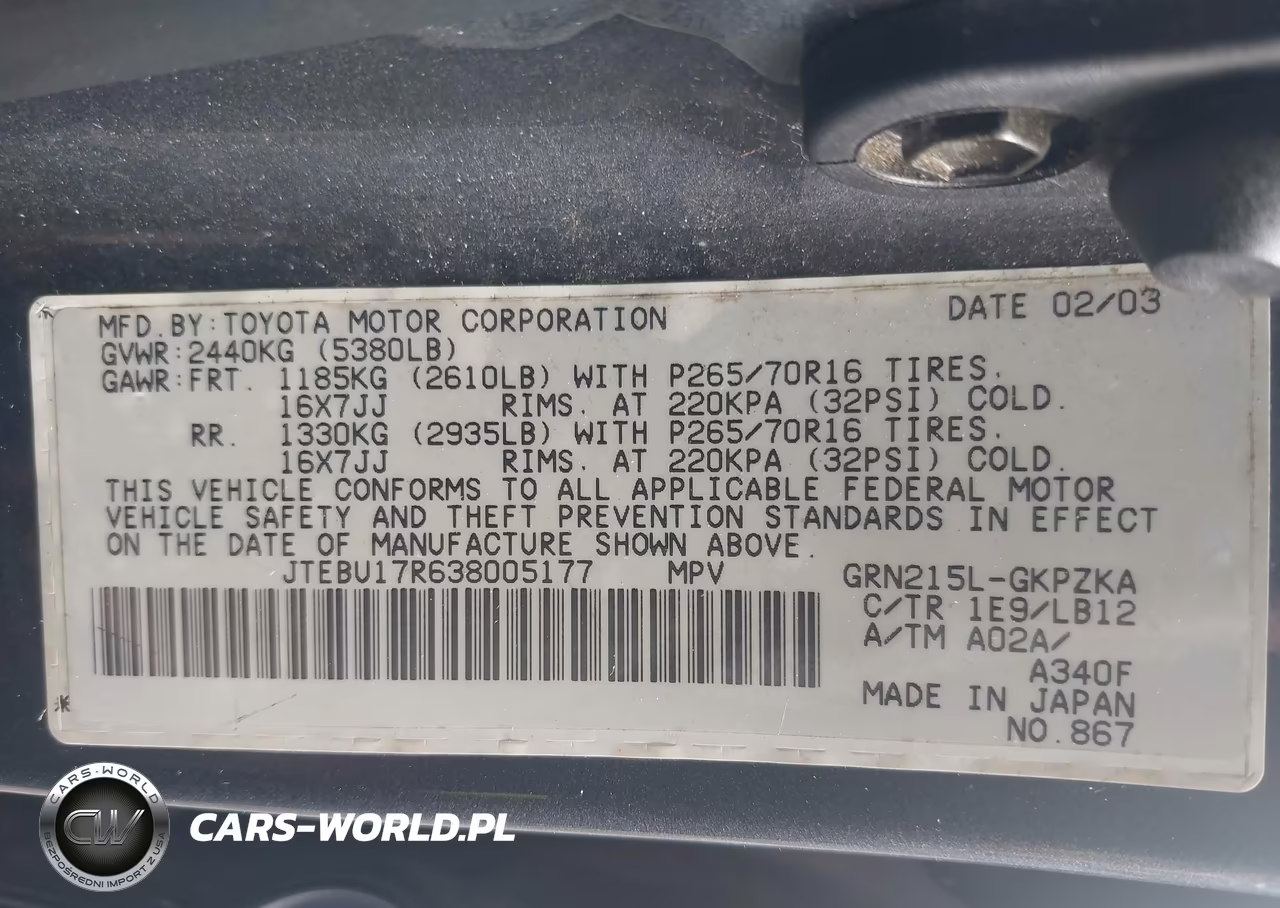 2003 Toyota 4Runner Limited V6 VIN:JTEBU17R638005177 - 9