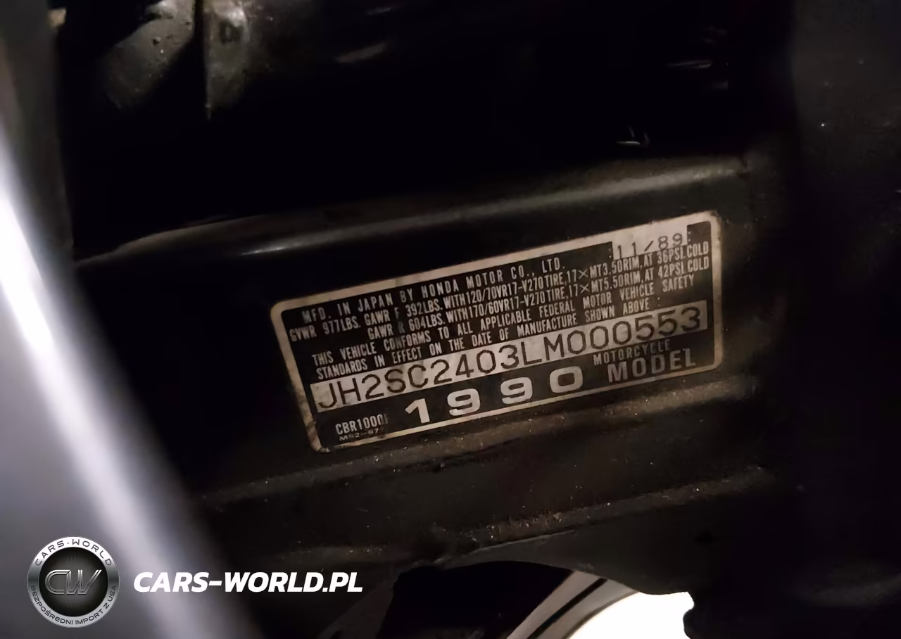 1990 Honda Cbr1000 F VIN:JH2SC2403LM000553 - 10