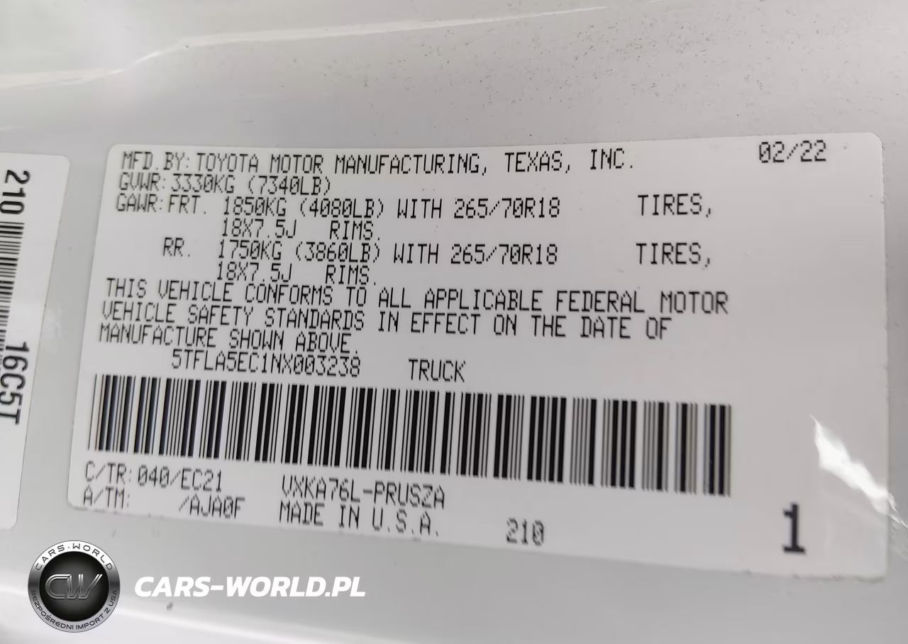2022 Toyota Tundra Sr5 VIN:5TFLA5EC1NX003238 - 9