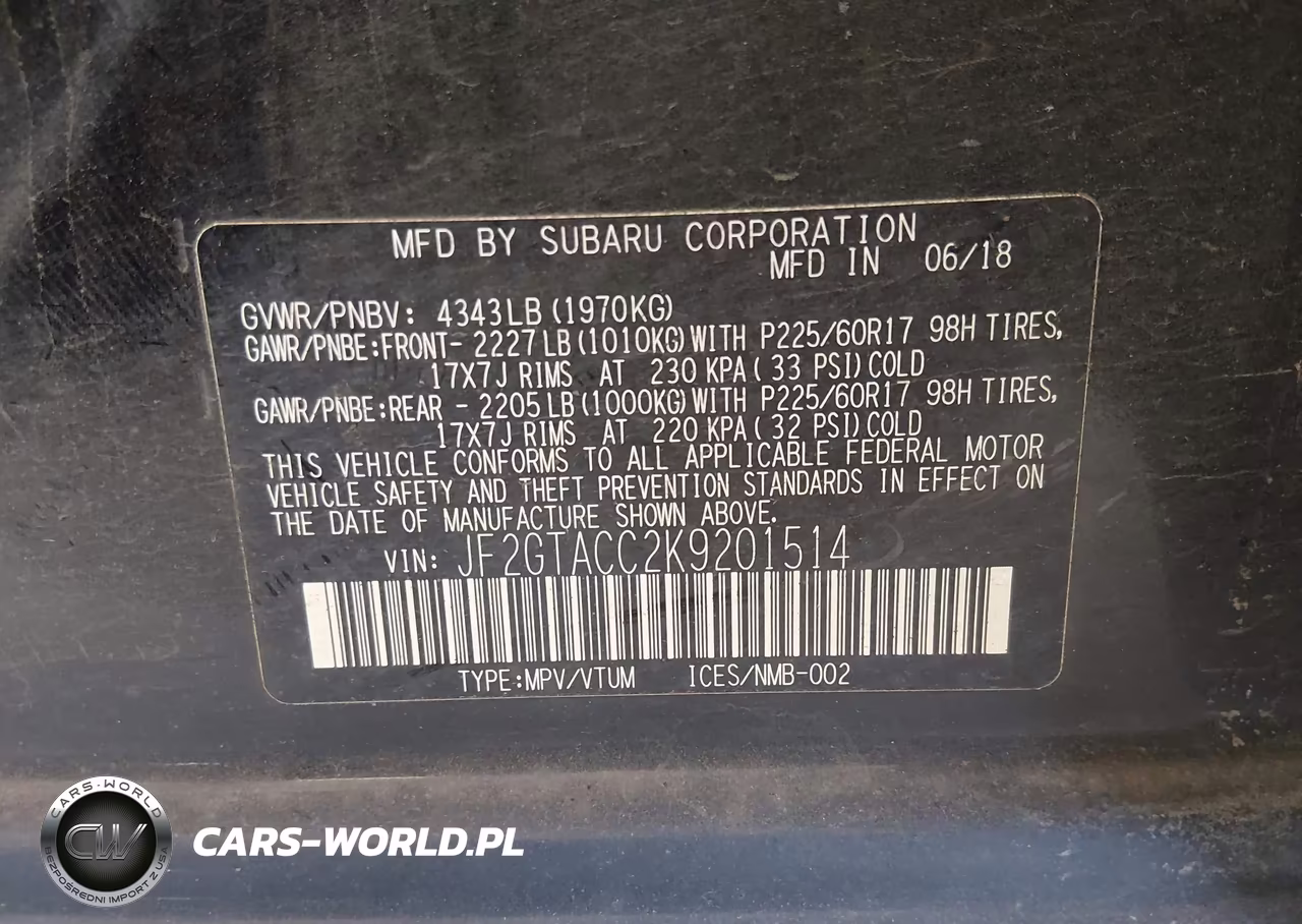 2019 Subaru Crosstrek 2.0I Premium VIN:JF2GTACC2K9201514 - 9