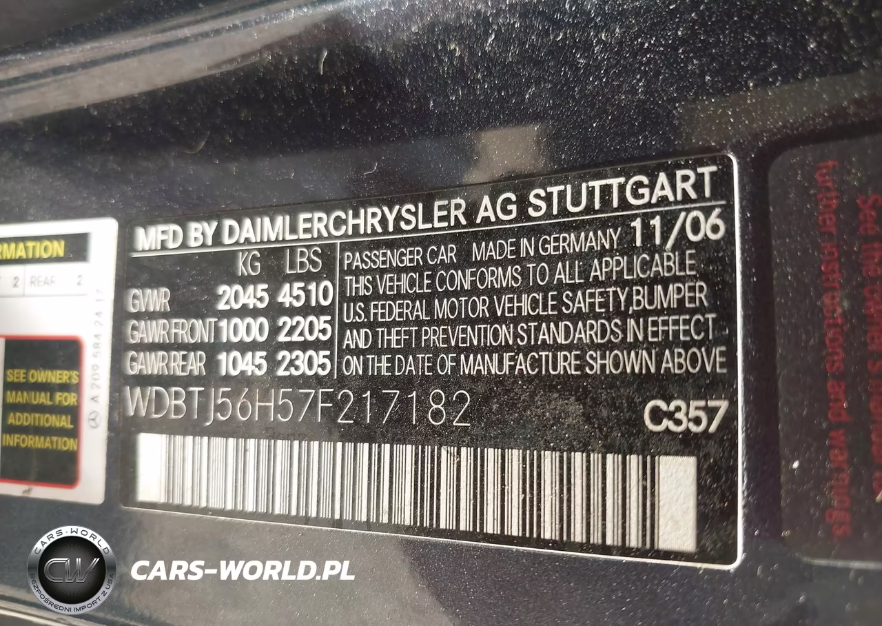 2007 Mercedes-Benz Clk 350 VIN:WDBTJ56H57F217182 - 9